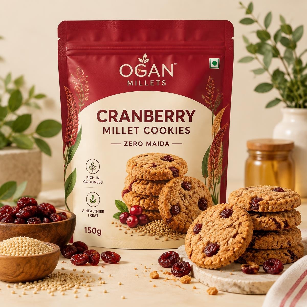 OGAN Cranberry Millet Cookies Single Pack 150g